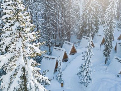 Chata Early Bird A-Frame Cabin Winter